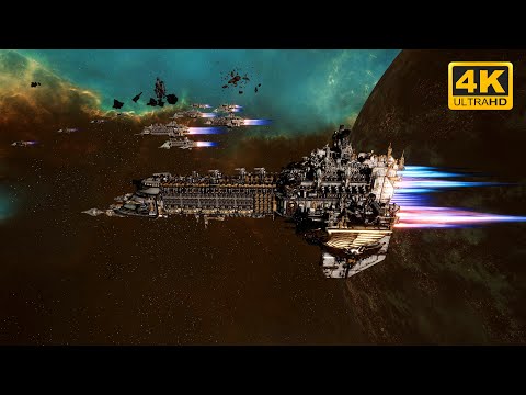 Imperial Navy vs Craftworld Aeldari - Skalgrim Mod - 4K Quality - Battlefleet Gothic Armada 2