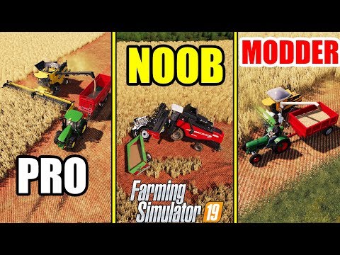 Farming Simulator 19 : NOOB vs PRO vs MODDER ! Soybean Harvest Styles