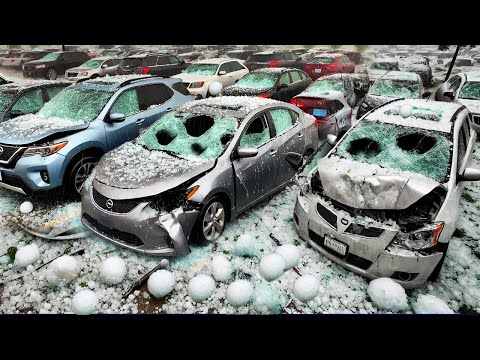 Texas Now Wrecked by a Massive Hailstorm ! Baseball-Sized Hail Destroys Cars & Homes