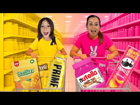 COMPRANDO DOCES NA COR SORTEADA Quem se Deu Melhor? (DOCES COREANOS) 💛🩷