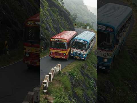 Buses on Dangerous Mountain Road – Inches from Disaster!