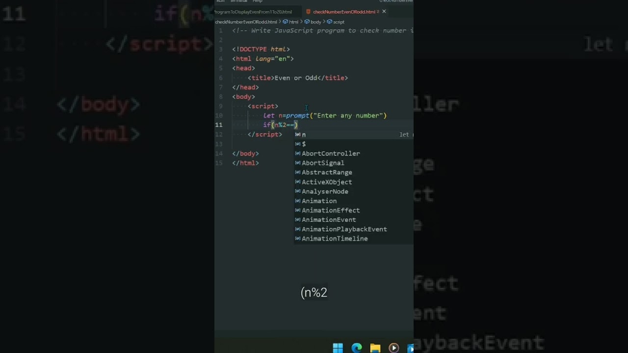 JavaScript Program To Check Number is Even Or Odd 🔥