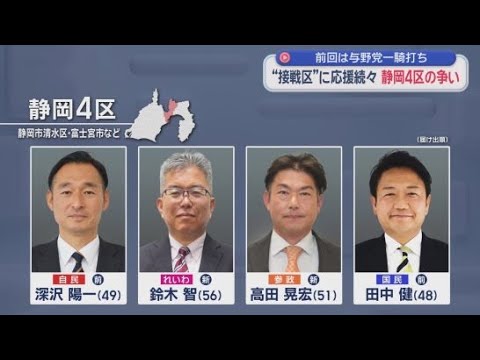 YouTube Video 【静岡４区】前回は与野党一騎打ち　今回はれいわ、参政の新人も加わり4人が争う激戦区に