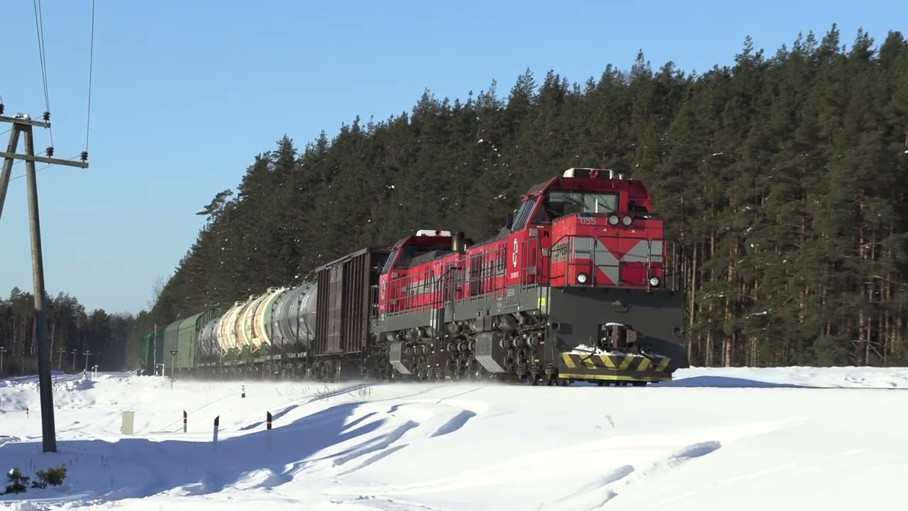 Тепловозы ТЭМ ТМХ-055+057 близ ст. Койдула / TEM TMH-055+057 near Koidula station