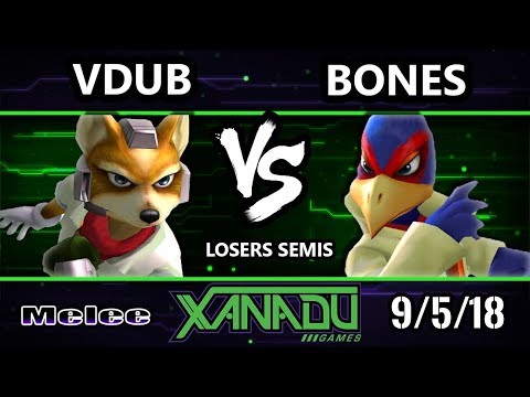 S@X 266 SSBM -  Vdub (Fox) Vs.  Bones (Falco) Smash Melee Losers Semis