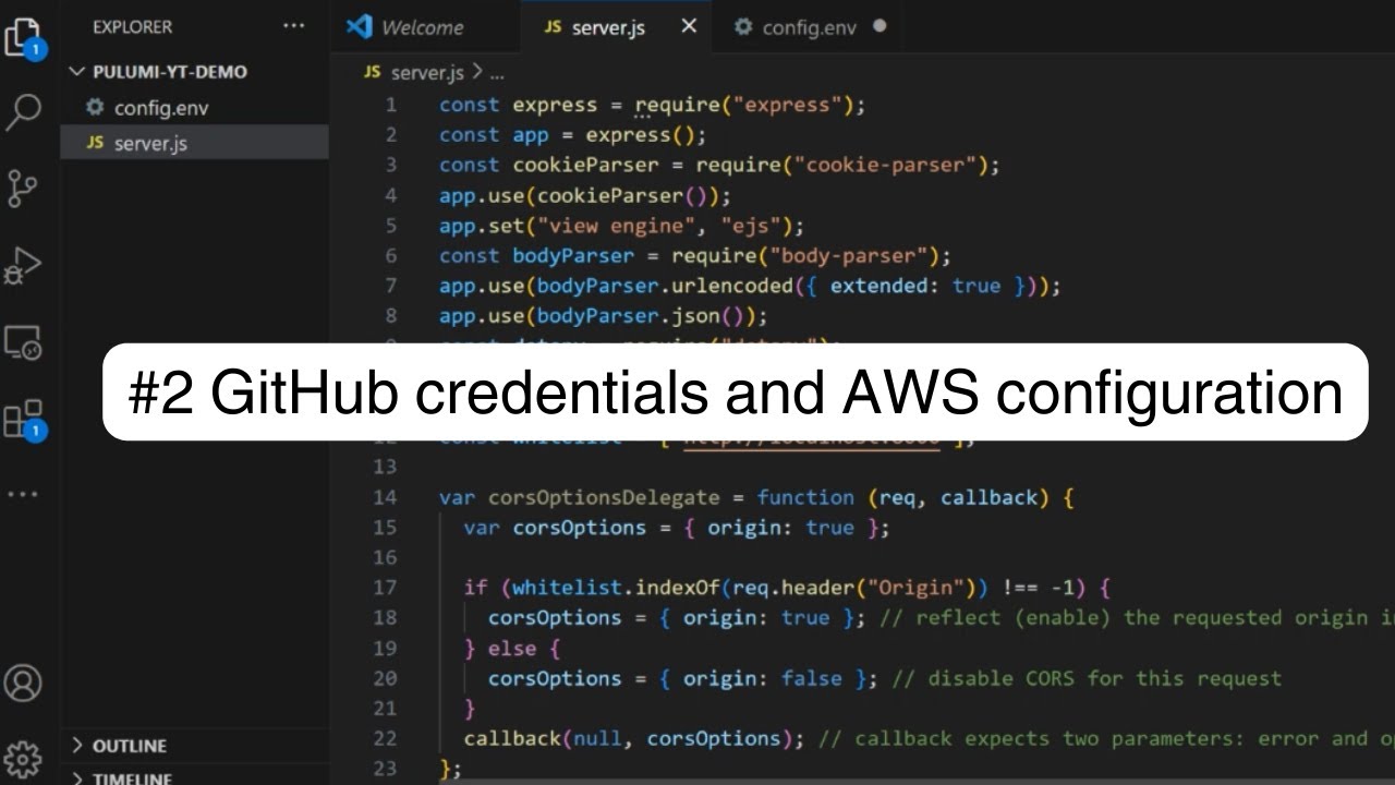 Create Render clone using Node.js and Pulumi #2 - GitHub credentials and AWS configuration