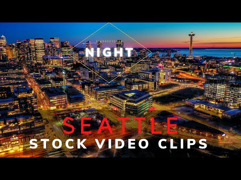 2021 Best Seattle at NIGHT 4K Drone Stock Video Footage