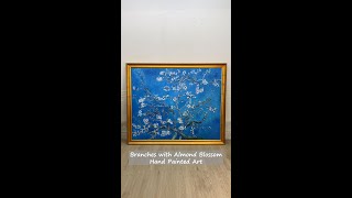 Branches with Almond Blossom Oil Painting, Recreated in Dark Blue Tune | Van Gogh Reproduction