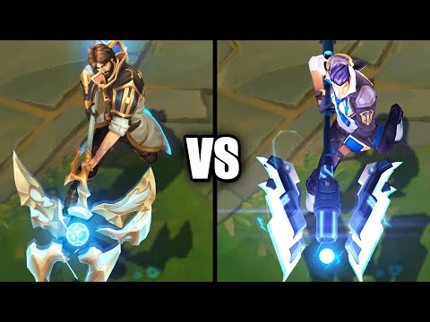 Arcane Survivor Jayce vs Battle Academia Jayce Skins Comparison (League of Legends)