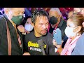 MANNY PACQUIAO SHOWS BLOODIED EYE IMMEDIATELY AFTER YORDENIS UGAS FIGHT