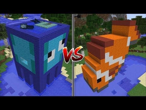 Minecraft SQUID HOUSE VS CLOWNFISH HOUSE MOD / BUILD OCEAN HOUSES !! Minecraft