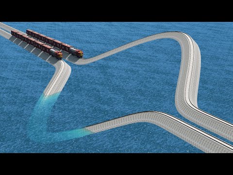 Impossible Weird Diverging Rail Tracks Vs Trains Crossing - BeamNG.Drive