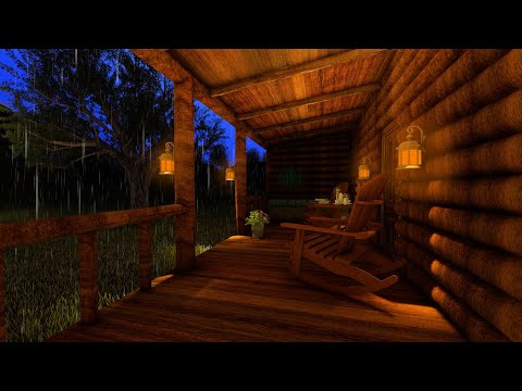 Cozy Cabin Porch with Heavy Rainstorm  - Soothing Rain Sounds for Sleeping, Studying & Relax