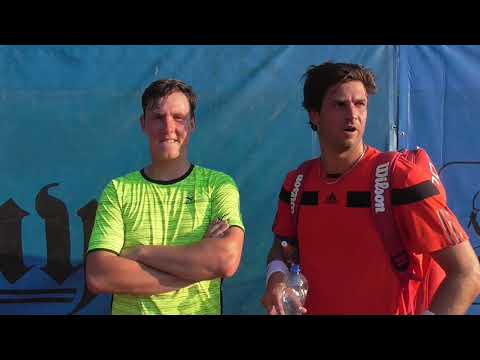 Lubomír Majšajdr a Martin Zahrádka po vítězství v 1. kole čtyřhry turnaje Svijany Open 2018