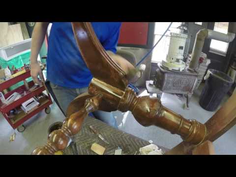 Repairing a broken table base leg using liquid epoxy