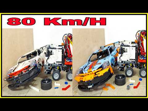 Lego Porsche 911 vs Truck CRASH  🚨 80 Km/H 🚨 Lego 42096 - Lego Technic CRASH