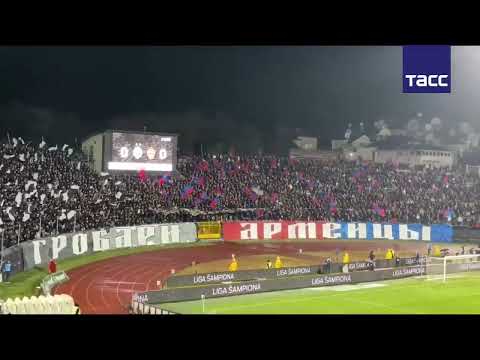 Fans of Serbia's Partizan and Moscow's CSKA chanted "Serbia and Russia are brothers forever" at a fr