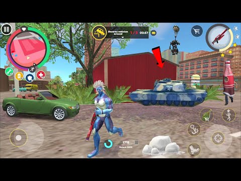 Rope Hero Vice Town (Rope Hero Fight Army Tank) Rope Hero with BQR 10 Gun with electric laser - HD