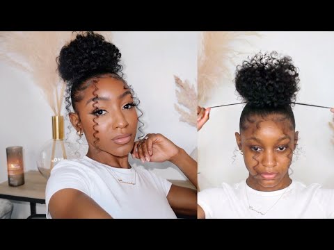 Curly bun with bangs tutorial | SUPER EASY| Cennedy...