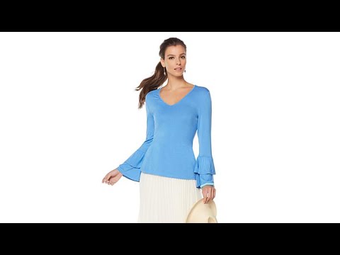 Wendy Williams TulipSleeve VNeck Top