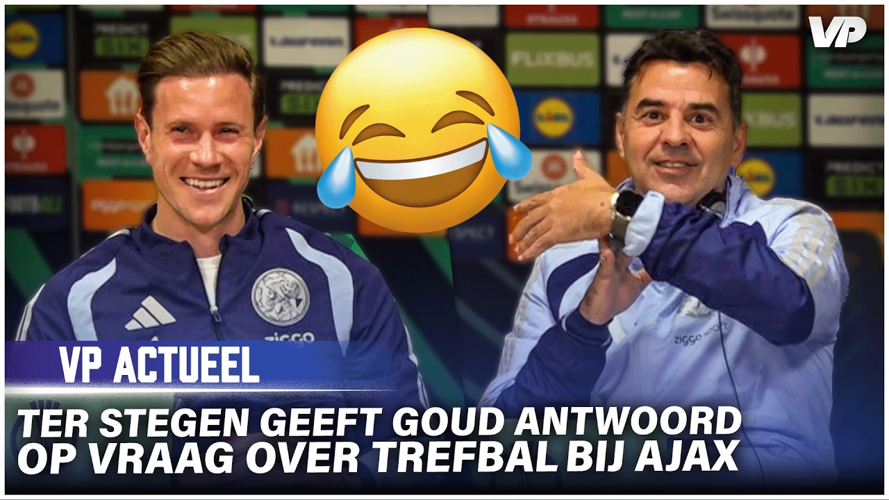 Ter Stegen reageert humoristisch op vraag over trefbal bij Ajax: 'Wij zijn serieus'