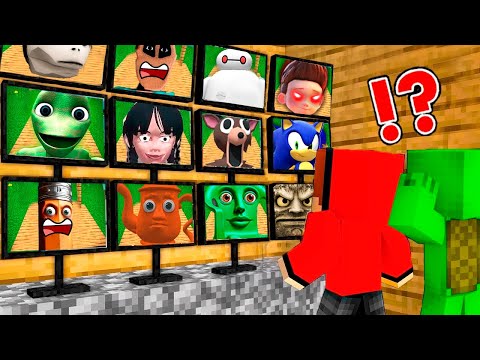 JJ and Mikey Watching for All Scary Monsters on CAMERAS in Minecraft ! - Maizen