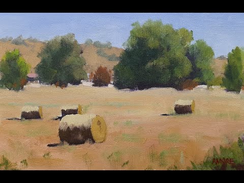 Learn To Paint TV E105 "Hay Bales Near Malmsbury" Beginners Landscape Painting Tutorial