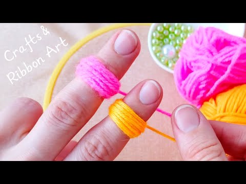 It's so Beautiful 💖🌟 Superb Woolen Flower Making Trick with Finger - You will Love It - DIY Flowers