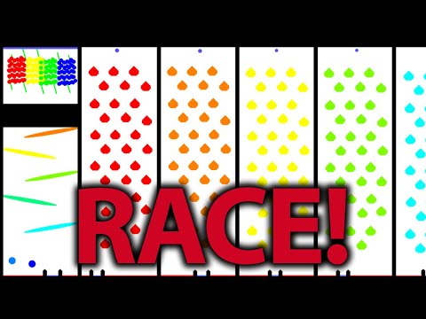 WHITE RACE: Colors Marble Racing Mega Obby  - in Algodoo