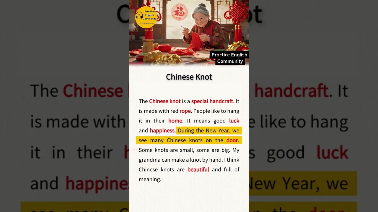视频 English Listening Practice – Chinese Knot | Short English Story with ...