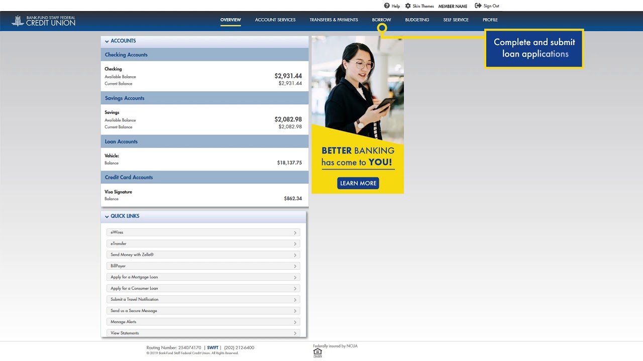 Features of Digital Banking (Desktop)