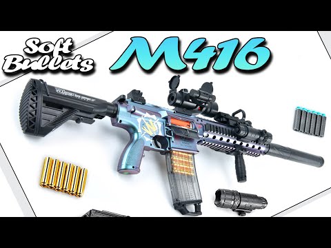 Unbox M416 Shell Ejection Soft Bullets toy gun popular on Amazon