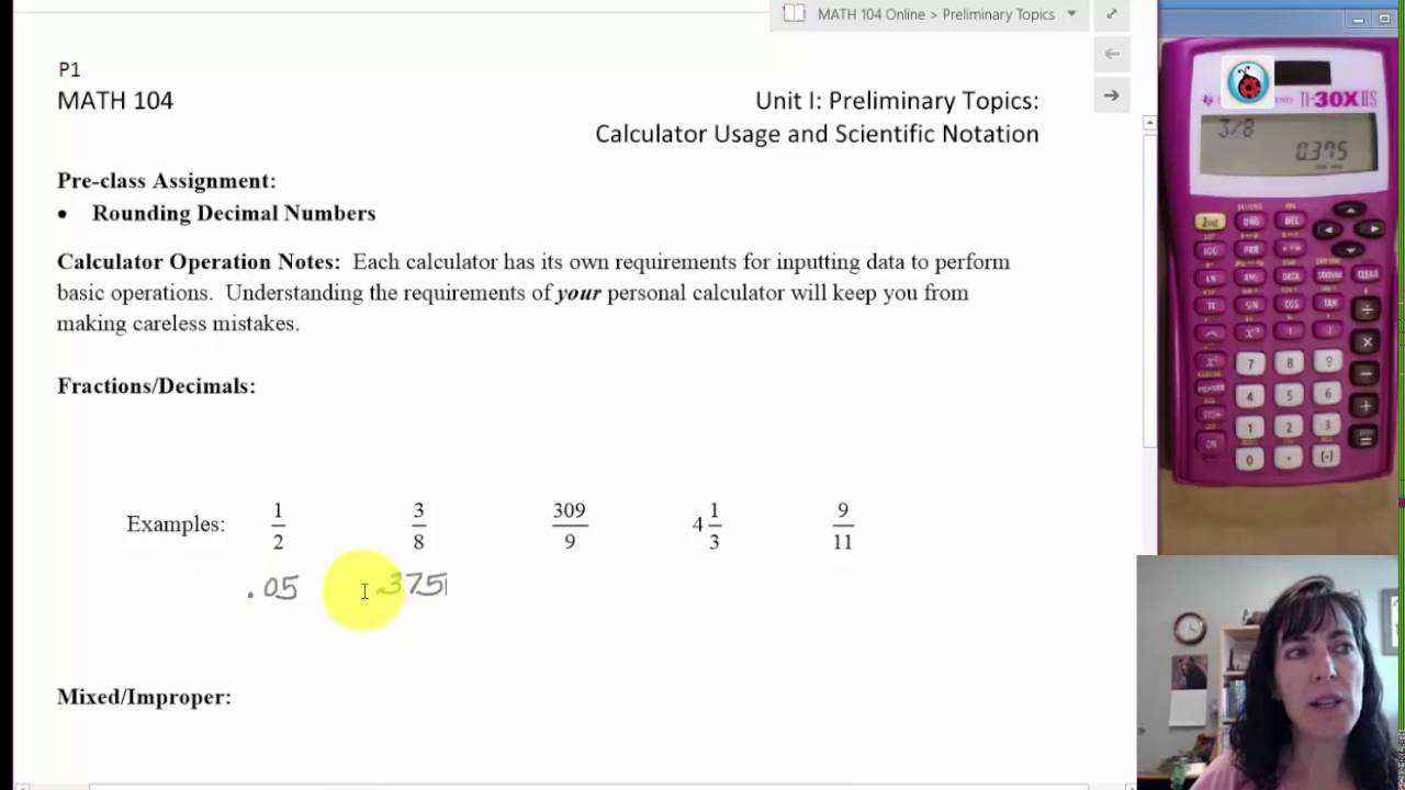 calculator and scientific notation:Fractions to Decimals, Mixed to Improper