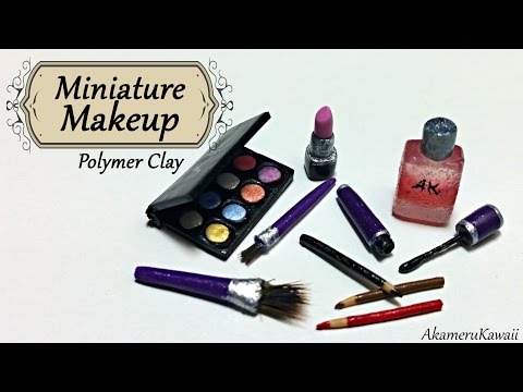 Miniature Makeup; Eyeshadow, lipstick, and mascare - Polymer clay tutorial Video