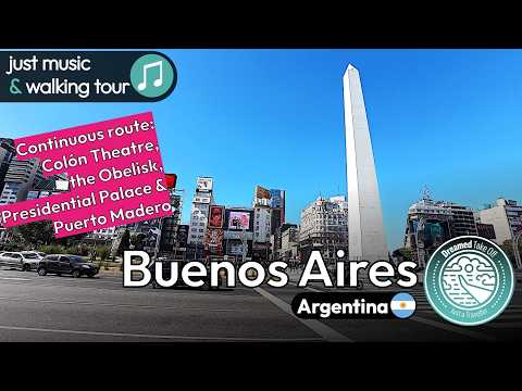 Buenos Aires Walking Tour, Argentina 🇦🇷: Theatre Colón, Obelisk, Casa Rosada & Puerto Madero | 4K