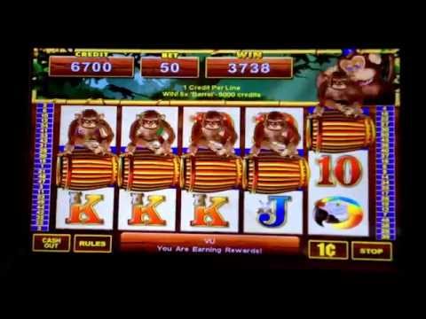 Jungle Monkeys Slot Machine - Very Rare- 5 Barrels Bonus Round.  Casino slots - Bonus