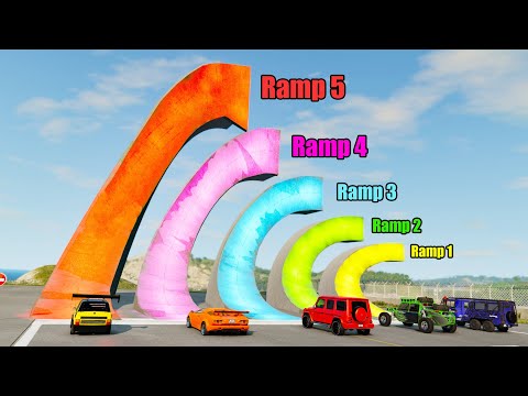 Which Сurved Ramp give you Longest Jump? - Beamng drive