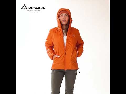 TAKODA Okaga G100輕量保暖科技棉連帽外套(男女共版) 暖橘色/暗岩藍