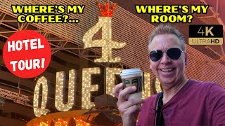 BRAND NEW! 4 QUEENS HOTEL TOUR DOWNTOWN LAS VEGAS | Where's My Coffee? Where's My Room?