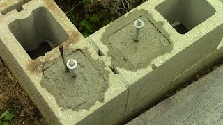 Filling Concrete Block Cores and Installing J Bolts