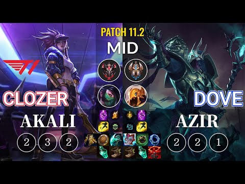T1 Clozer Akali vs Dove Azir Mid - KR Patch 11.2