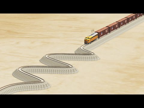 Impossible Snake Shape Rail Tracks Vs Trains Crossing - BeamNG.Drive