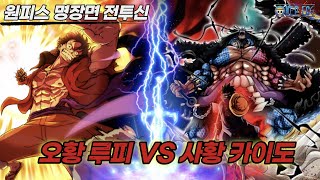 [원피스 명장면]숨막히는 역대급 전투신 "밀짚모자 루피 VS 사황 카이도" 10분 몰아보기 요약