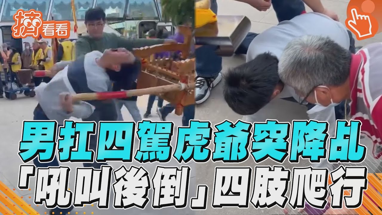影音／扛轎班無預警被降駕！男扛四駕虎爺突「吼叫向後倒」四肢爬行