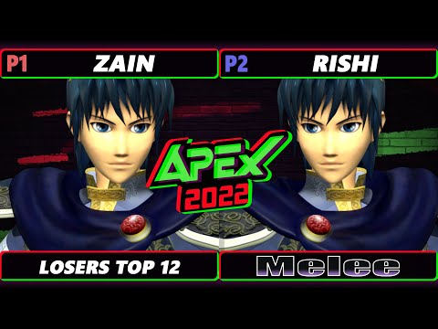 Apex 2022 Top 12 - Zain (Marth) Vs. Rishi (Marth) SSBM Melee Tournament