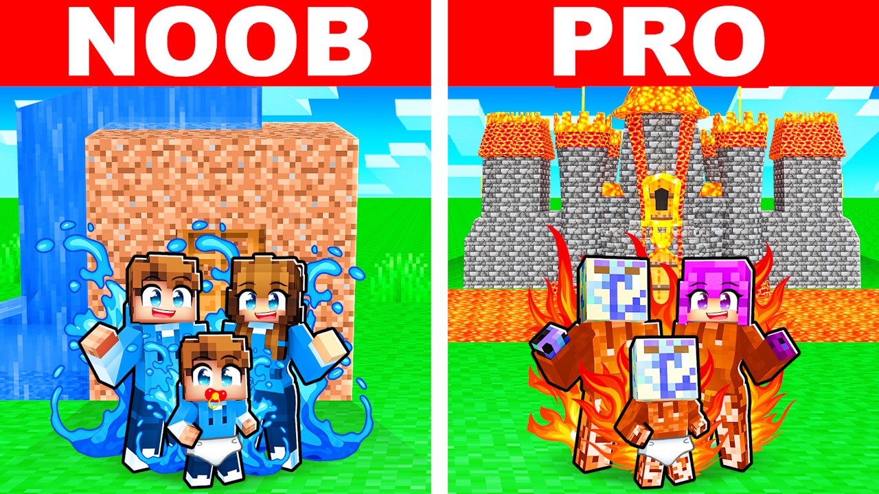 Having a NOOB vs PRO ELEMENTAL Family In Minecraft!