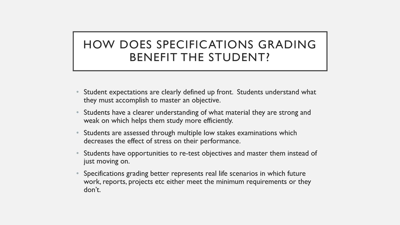 How Specifications Grading Works