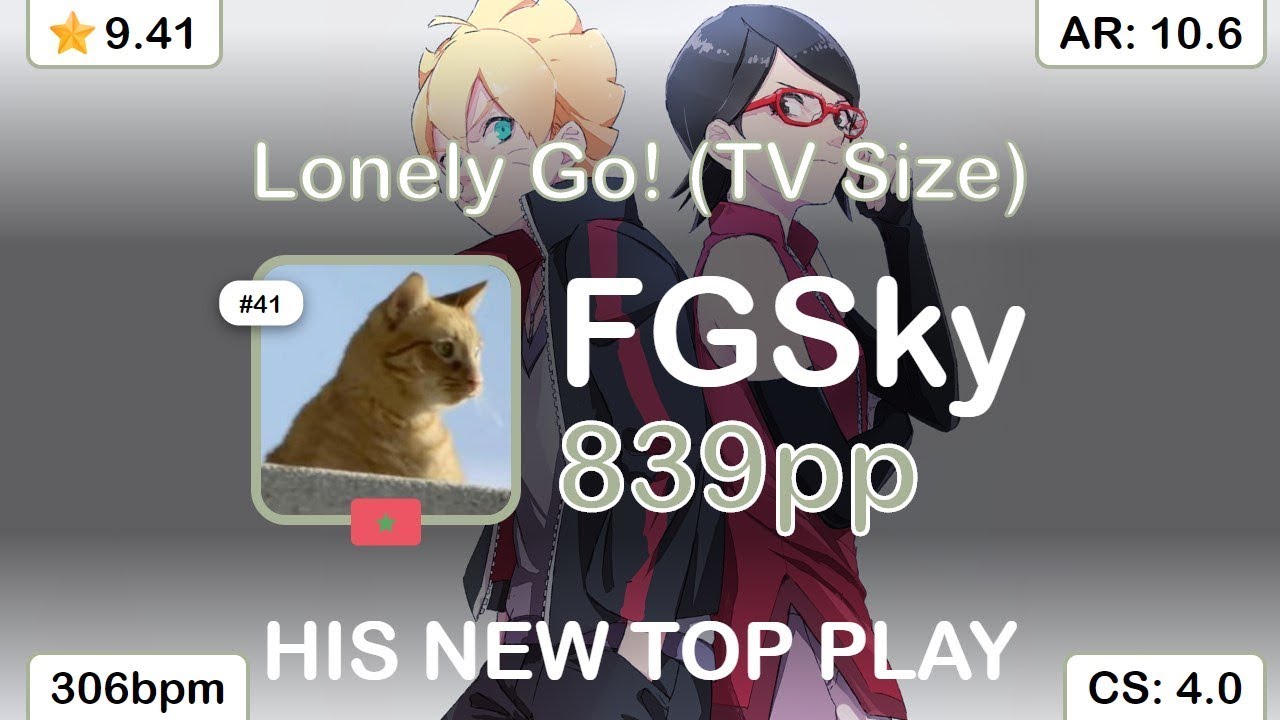 FGSky | Brian The Sun - Lonely Go! (TV Size) [Fiery's Extreme] +NCHDFL 93.37% {839pp 6❌} - osu!