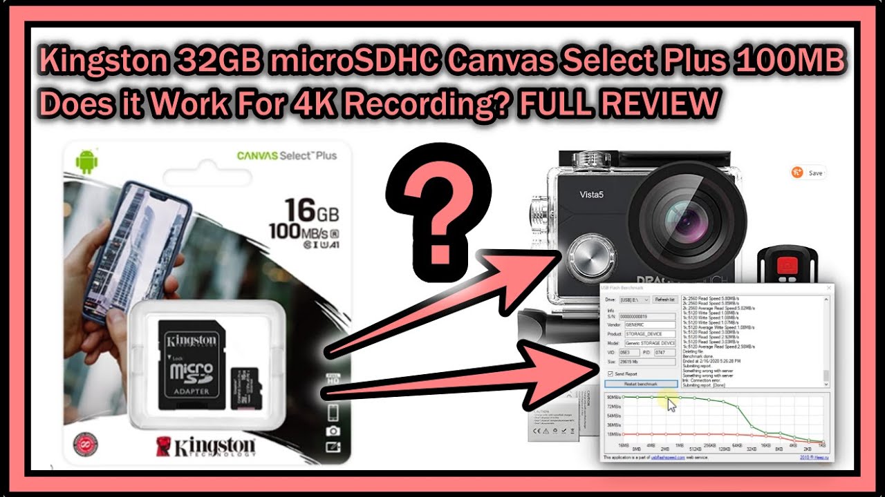 Kingston 32GB micro SDHC Canvas Select Plus 100MB - Does it Work For 4K Video? REVIEW + SPEED TEST!