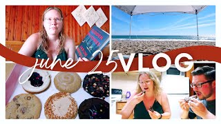 JUNE 25 VLOG | i read hidden pictures, taste testing crumbl cookies + our first day on the beach